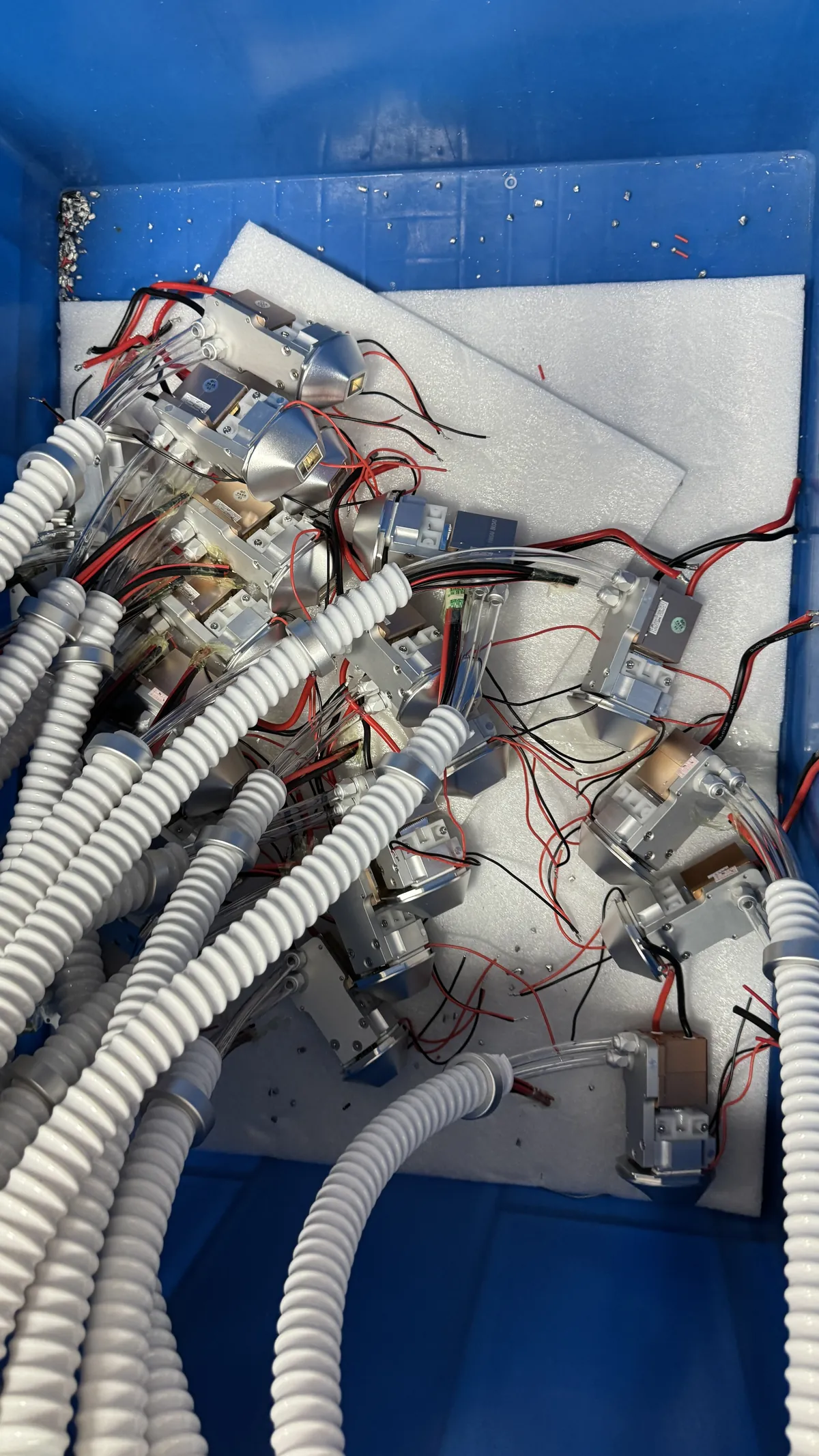 Beauty machine handpiece wiring prepared during component assembly