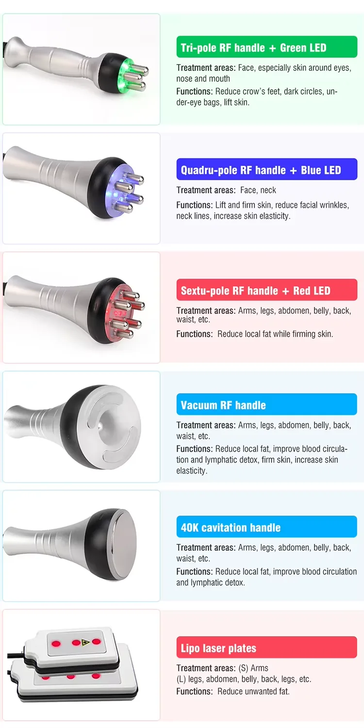 FQB4-Q577 6 in 1 Metal-Handle Cavitation RF Machine product detail 3