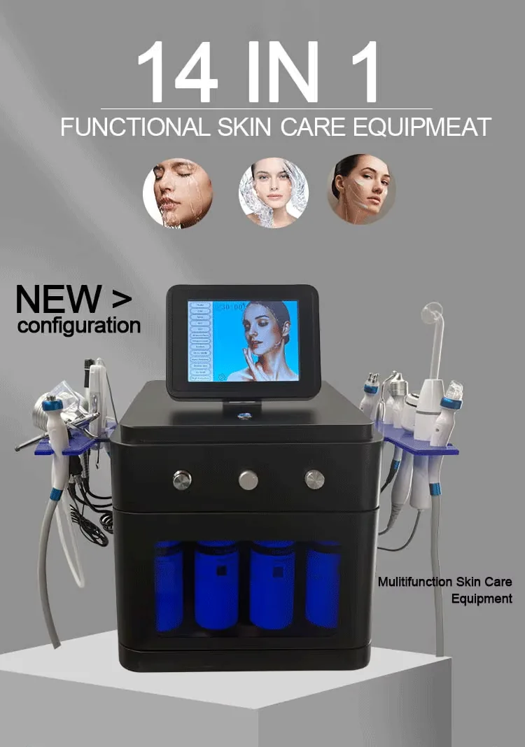 FQB69-G749 14-in-1 Hydra Facial Machine cabinet and working heads