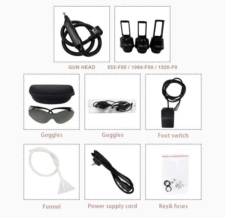 FQB73-V237 handle tips goggles foot switch funnel cable key and fuse accessories