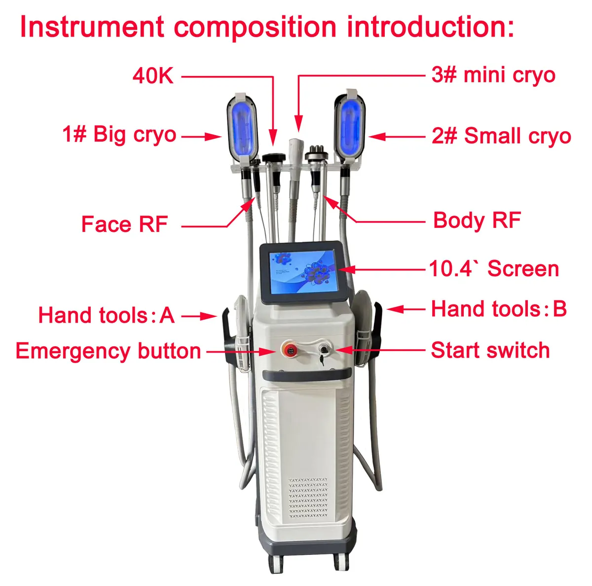 FQC61-X481 8-in-1 Cryolipolysis EMS Body Sculpting Machine component and layout reference