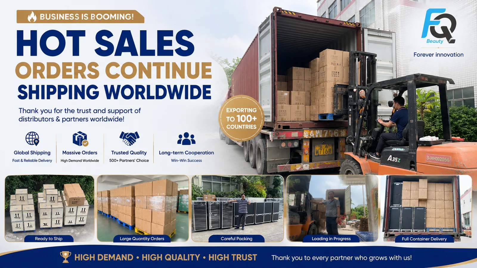 FQBeauty beauty machines packed and shipped worldwide