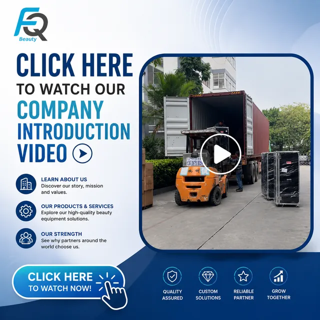 FQBeauty company introduction video cover showing export loading and manufacturing support