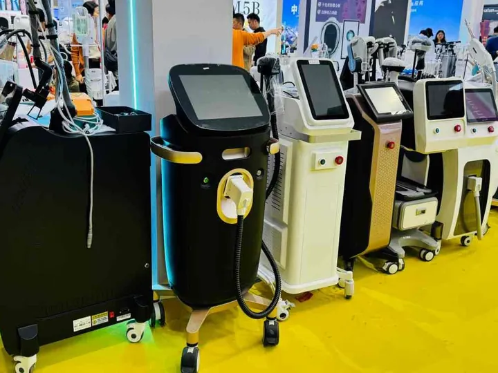 Beauty machines displayed by FQBeauty at a professional industry exhibition
