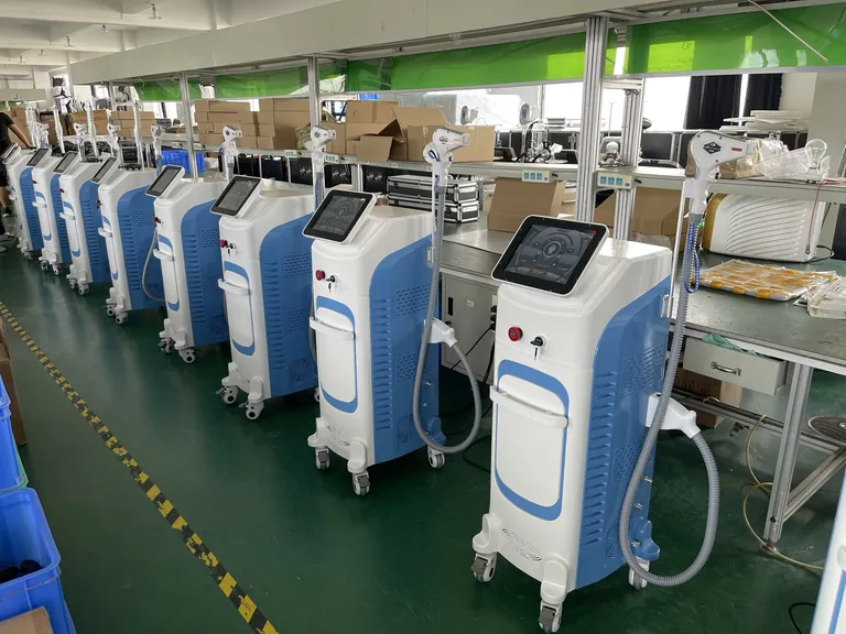 Finished diode laser machines arranged for production inspection
